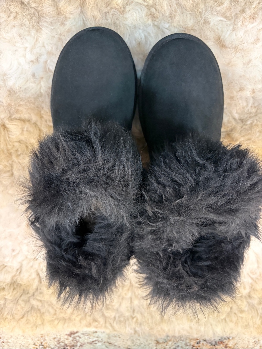 UGG Black Shearling Cuff Slip-On Boots